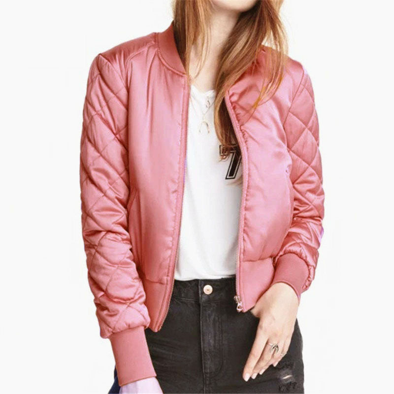 Fashion Womens Winter Warm V-Neck Quilted Zipper Coat Jacket Padded Bomber Fleece Short Outerwear Tops chaquetas 6 Colors - CelebritystyleFashion.com.au online clothing shop australia