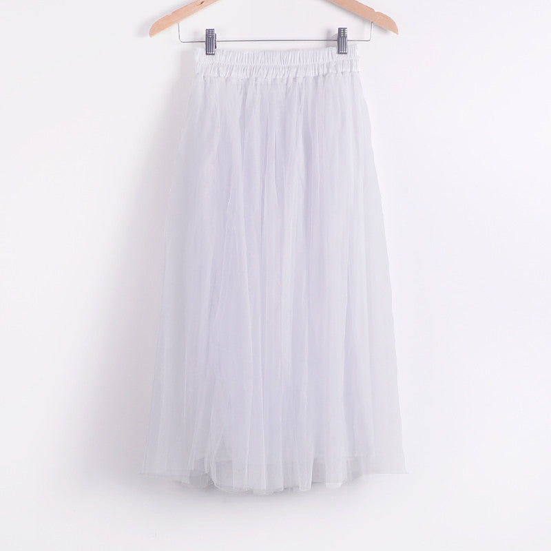 Skirt Ladies Elegant Casual High Waist Pleated Skirt Long Tulle Skirts Straight Skirts Solid Mesh Skater Skirt WAIBO BEAR - CelebritystyleFashion.com.au online clothing shop australia