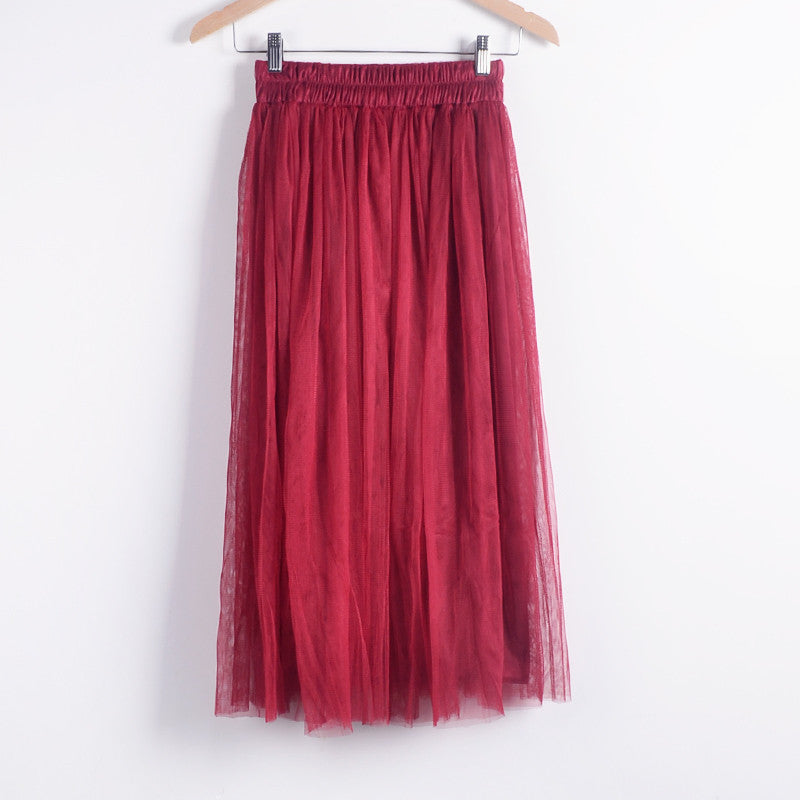 Skirt Ladies Elegant Casual High Waist Pleated Skirt Long Tulle Skirts Straight Skirts Solid Mesh Skater Skirt WAIBO BEAR - CelebritystyleFashion.com.au online clothing shop australia