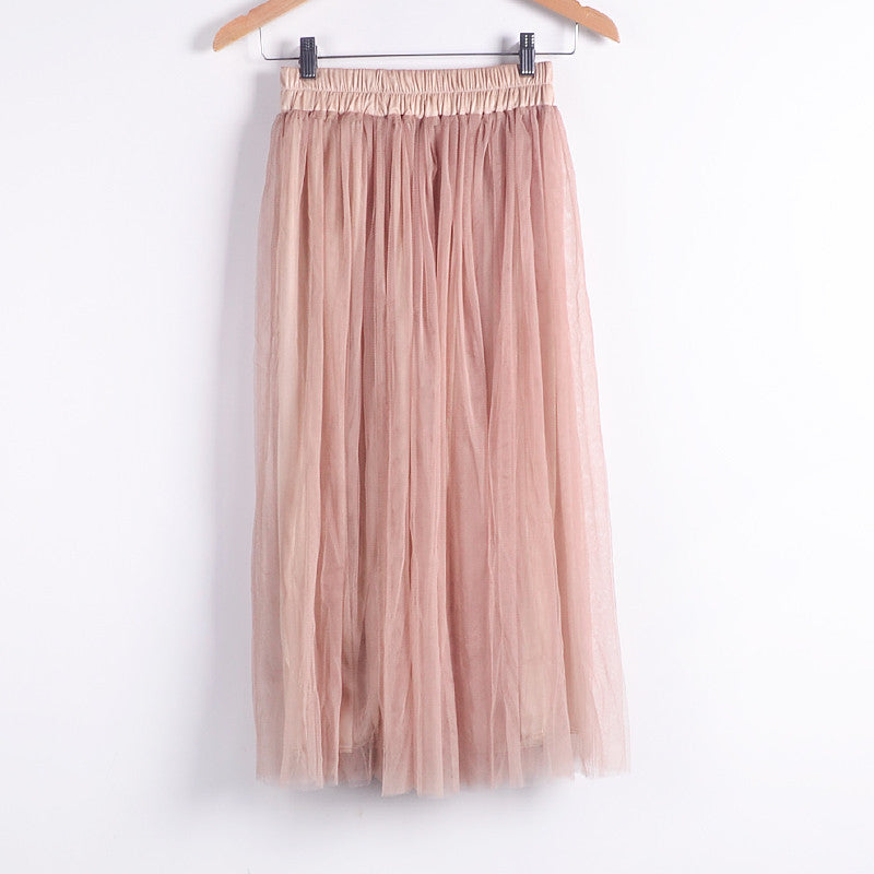 Skirt Ladies Elegant Casual High Waist Pleated Skirt Long Tulle Skirts Straight Skirts Solid Mesh Skater Skirt WAIBO BEAR - CelebritystyleFashion.com.au online clothing shop australia