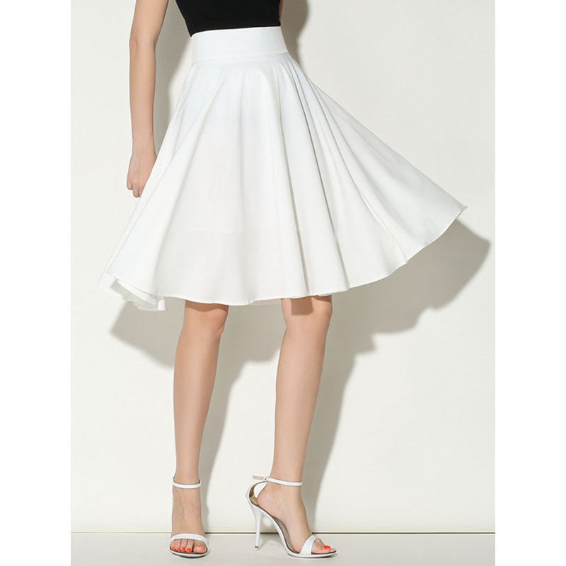 Midi Skirt Summer Women Clothing High Waist Pleated A Line Skater Vintage Casual Knee Length Saia Petticoat - CelebritystyleFashion.com.au online clothing shop australia