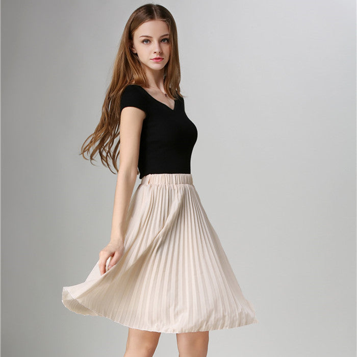 Pleated Skirt Autumn/Winter European Style Elegant Tulle Pleated Skirt Blue Chiffon Skirt Women's Vintage Pink Midi Skirt - CelebritystyleFashion.com.au online clothing shop australia