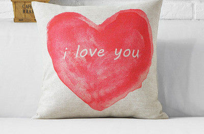 Creative watercolor Pink Love Pillow Red Cushion Couples gift Linen pillowcase sofa cushions home decorative Pillows-Dollar Bargains Online Shopping Australia