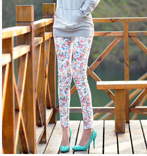 Women Summer Capris M L Plus Size 6 Color ,Young Girl Slim Floral Pants Printed Flower Skinny Straight Pencil Pants-Dollar Bargains Online Shopping Australia