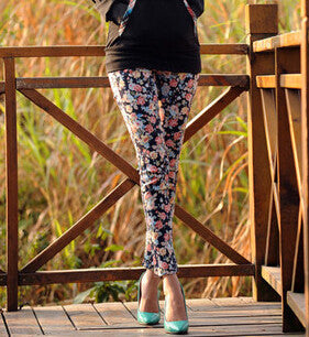 Women Summer Capris M L Plus Size 6 Color ,Young Girl Slim Floral Pants Printed Flower Skinny Straight Pencil Pants-Dollar Bargains Online Shopping Australia