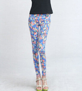 Women Summer Capris M L Plus Size 6 Color ,Young Girl Slim Floral Pants Printed Flower Skinny Straight Pencil Pants-Dollar Bargains Online Shopping Australia