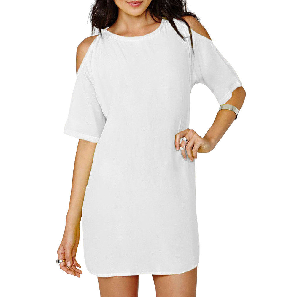 Summer Fashion Women's Loose Chiffon Short Sleeve Dress Casual Blouse Mini Dress Big Size 88 High Quality - CelebritystyleFashion.com.au online clothing shop australia
