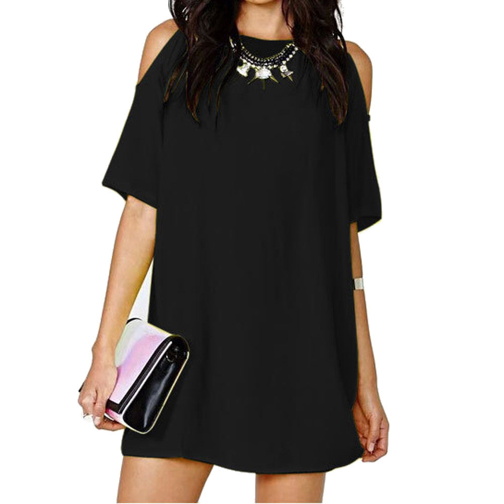 Summer Fashion Women's Loose Chiffon Short Sleeve Dress Casual Blouse Mini Dress Big Size 88 High Quality - CelebritystyleFashion.com.au online clothing shop australia