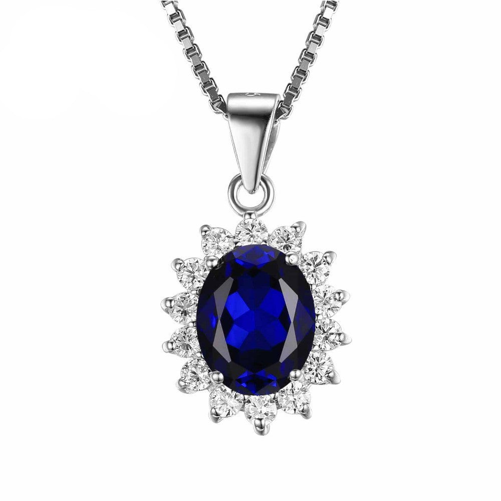 Kate Princess Diana William 2.5ct Blue Sapphire Pendant 925 Sterling Silver Wedding Pendant Jewelry For Women Gift - CelebritystyleFashion.com.au online clothing shop australia