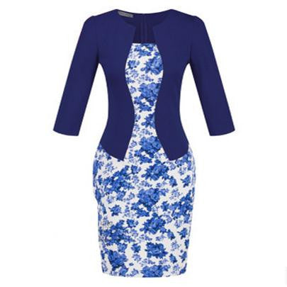 Women Fashion Autumn Spring Style Faux Two Piece Elegant Plaid Long Sleeve Pencil Dresses Office Wear Work Outfits S122 - CelebritystyleFashion.com.au online clothing shop australia