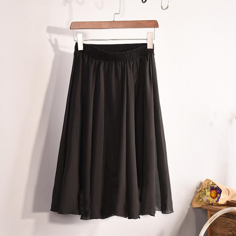 Fashion Women's Elegant 23 Color High Waist Chiffon Pleated Midi Skirt Ladies Casual Slim Beach Skater Skirts Saia SK17 - CelebritystyleFashion.com.au online clothing shop australia