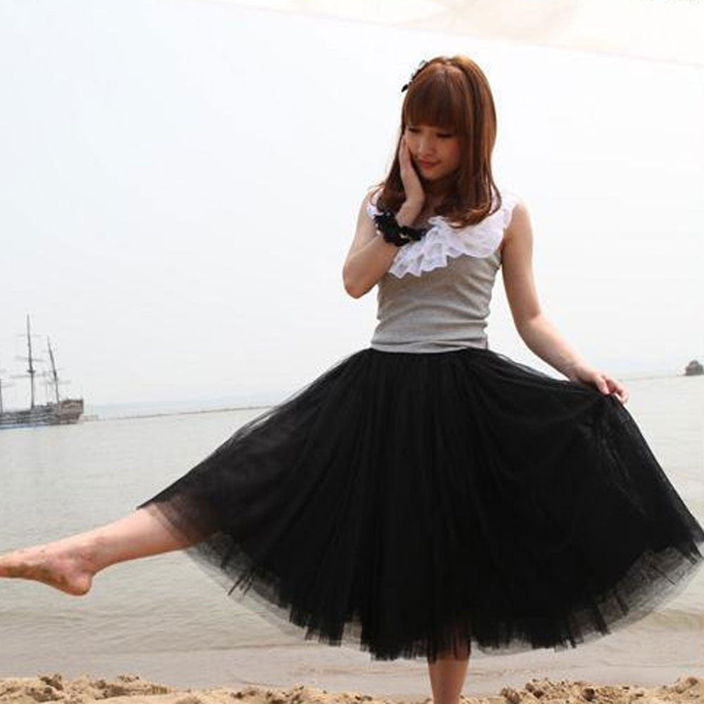 Fashion Women Princess Lace Fairy Style Multilayer Tulle Skirt Bouffant Long skirts - CelebritystyleFashion.com.au online clothing shop australia