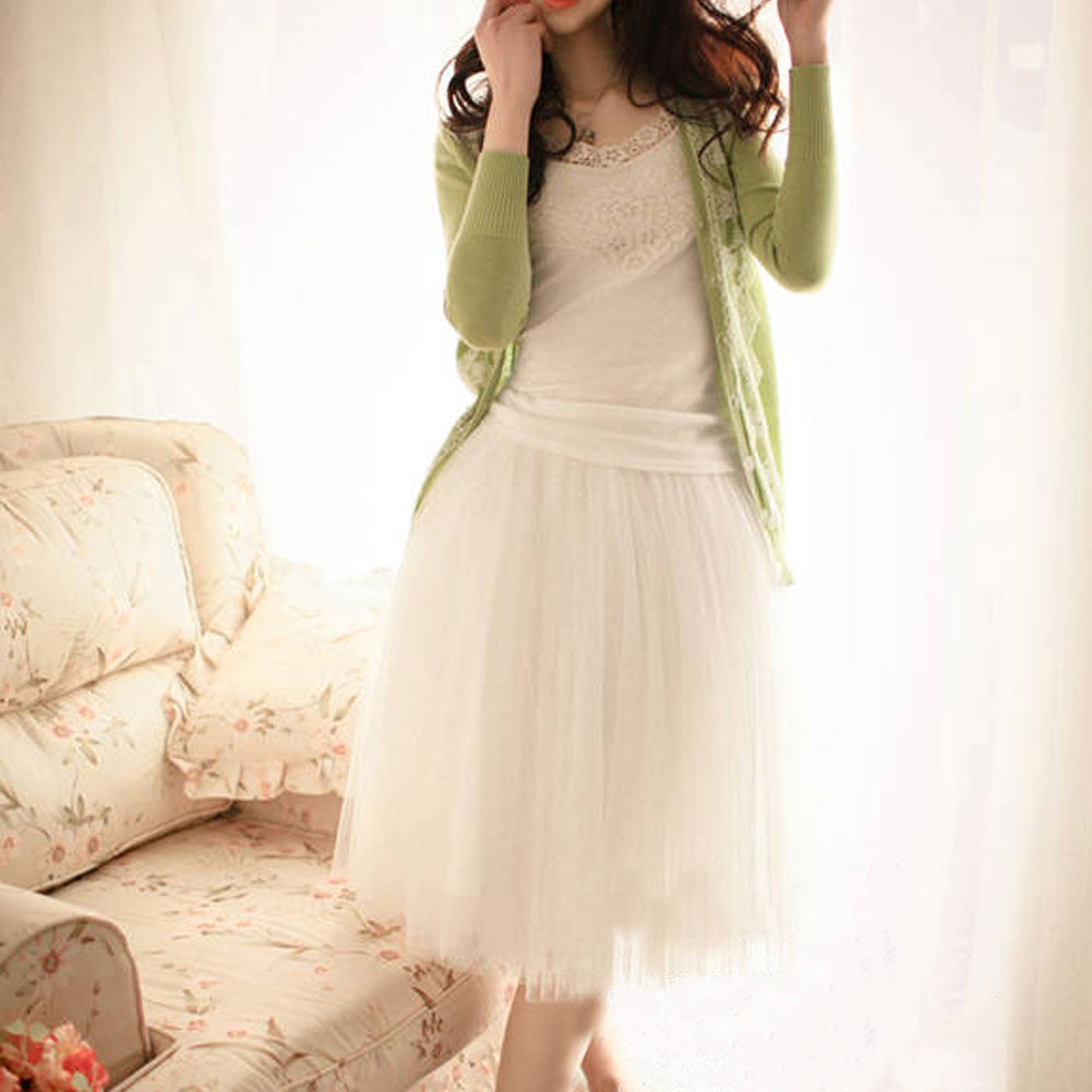 Fashion Women Princess Lace Fairy Style Multilayer Tulle Skirt Bouffant Long skirts - CelebritystyleFashion.com.au online clothing shop australia