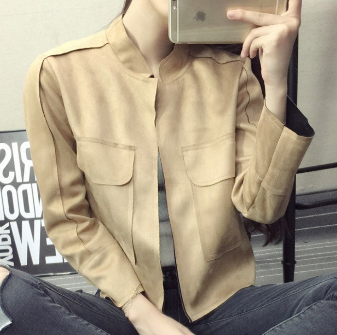 Retro Suede Casual Jacket Women All-Match Military Green Cardigan Coat 6 Colors - CelebritystyleFashion.com.au online clothing shop australia