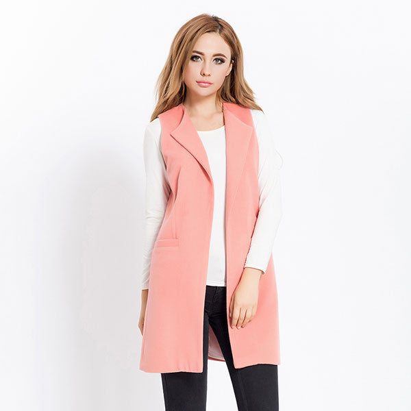 New Women Spring Wool Blend Vest Waistcoat Ladies Winter Long Camel Vest Sleeveless Jacket Coat Plus Size Veste Femme Gilet - CelebritystyleFashion.com.au online clothing shop australia