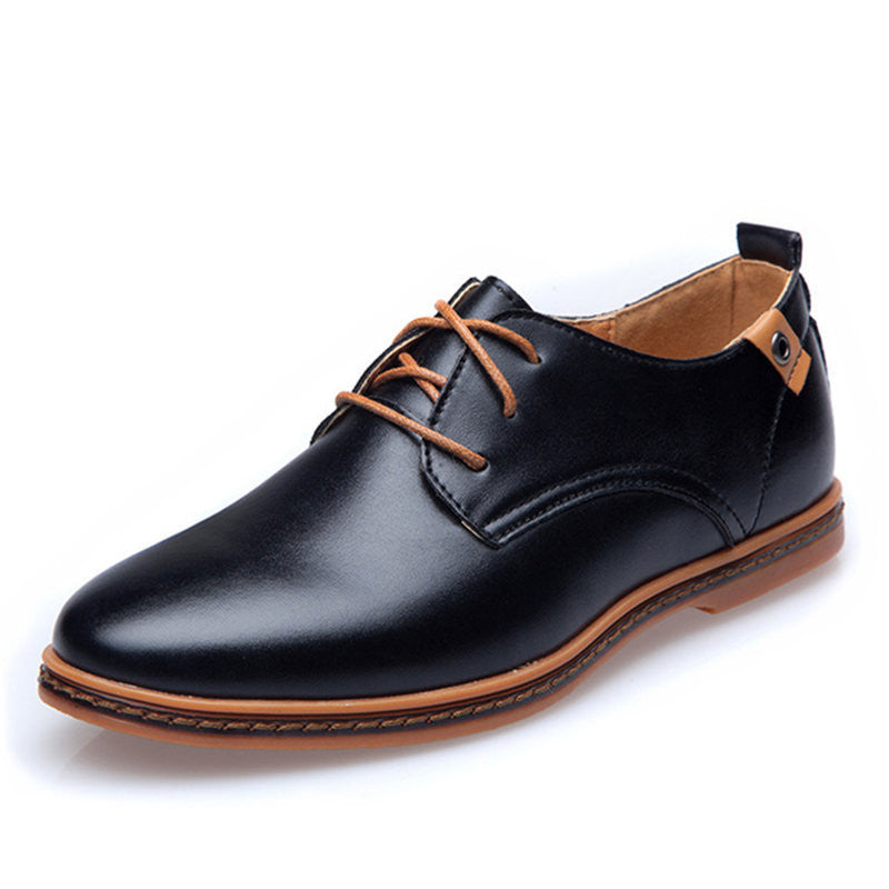 Leather Casual Men Shoes Fashion Men Flats Round Toe Comfortable Office Men Dress Shoes - CelebritystyleFashion.com.au online clothing shop australia