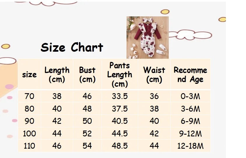 Baby Girl Clothes Set Red Color Long Sleevs Bodysuit + Flower Strap Pants 2PCS Infant Girl New Years Clothing Suit-Dollar Bargains Online Shopping Australia