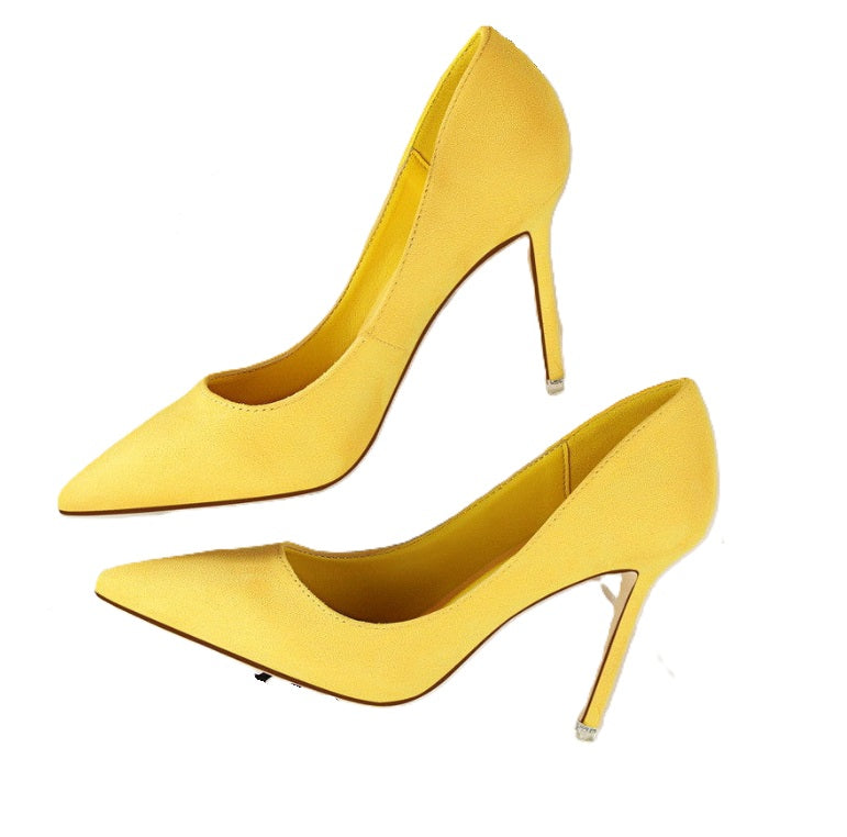 Women Pumps Classice High Heels Shoes Fashion Suede Flock Purple Sexy Slim Pointed OL Office Singles Heeled Shoes 34 G516-1-Dollar Bargains Online Shopping Australia