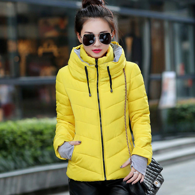 Jacket women Plus Size Womens Parkas Thicken Outerwear solid hooded Coats Short Female Slim Cotton padded basic tops