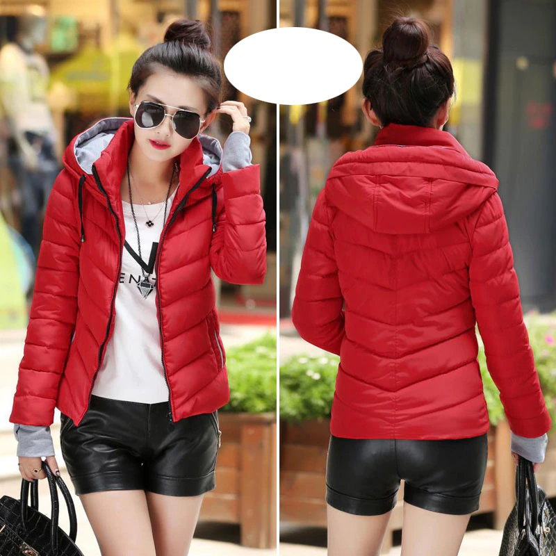 Jacket women Plus Size Womens Parkas Thicken Outerwear solid hooded Coats Short Female Slim Cotton padded basic tops