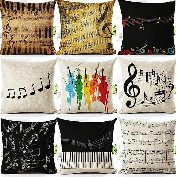Music Series Note Printed Linen Cotton Square 45x45cm Home Decor Houseware Throw Pillow Cushion