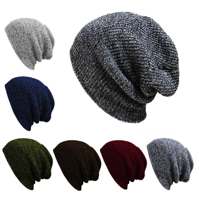 Casual Cotton Knit Hats For Women Men Baggy Beanie Hat Crochet Slouchy Oversized Ski Cap Warm Skullies