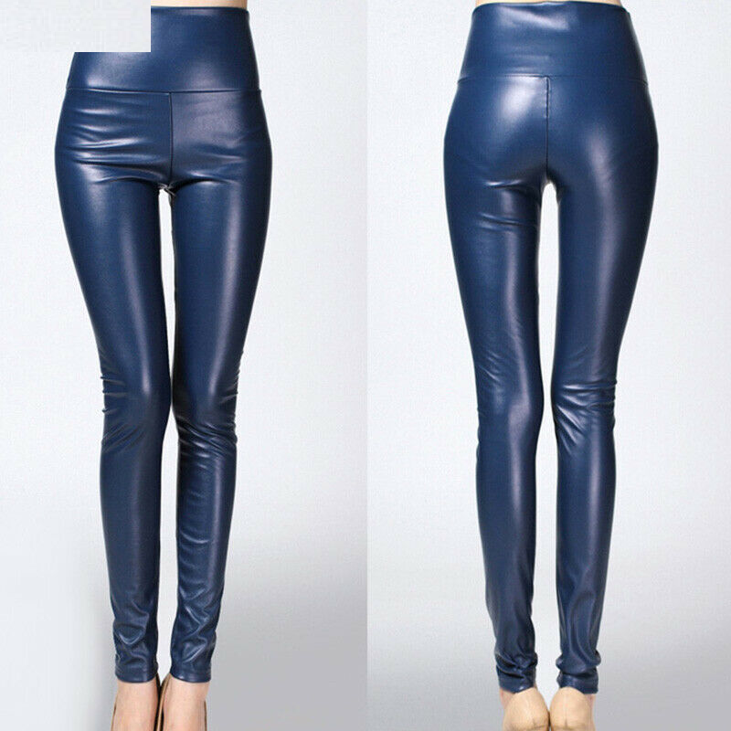 High PU Leather Pants Women Winter female high waist elastic pu leather fleece stretch Slim women pencil pants