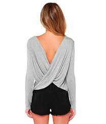 Cross Backless Long sleeved Women Tops Casual Large size