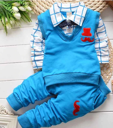 Fashion Baby Boy Clothing Set Blouse+Pant Tracksuit set Kids ClothesChildren Boy Gentleman suit sport suit set