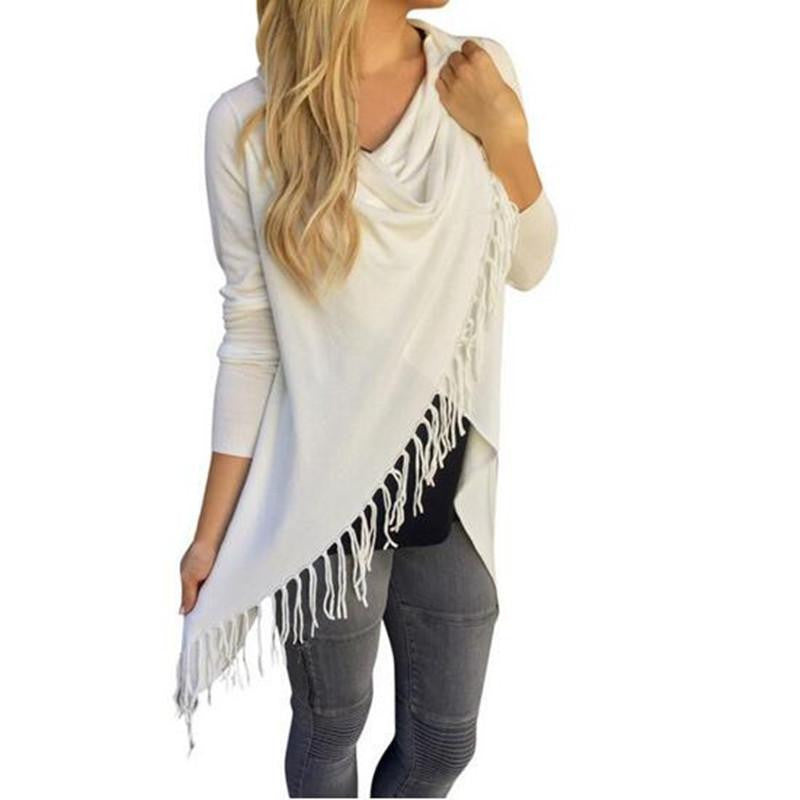 Online discount shop Australia - Adogirl New Tassel T shirt Women Long Sleeve Irregular Bow Shawl Tops Loose Plus Size S-3XL Casual Cardigan Tee Shirts