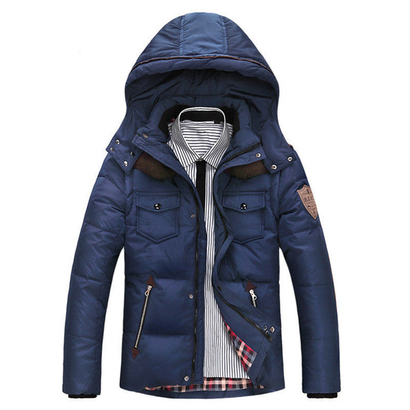 Online discount shop Australia - Men's Down Jacket Solid Colors And Jacket Men Duck Down Hooded Thick Clothing Male Casual Zipper Coats