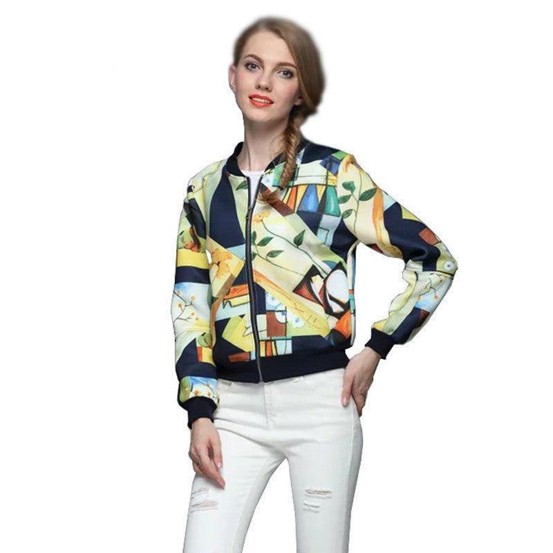 Online discount shop Australia - Bella Philosophy Graffiti full print women bomber jacket coat real photo long