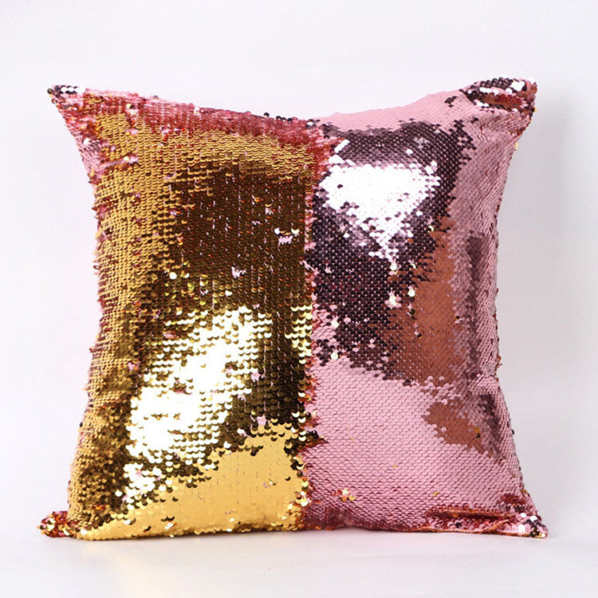 Online discount shop Australia - Happy New Fashion Beauty Double 40X40CM Color Glitter Sequins Throw Pillow Case Cafe Home