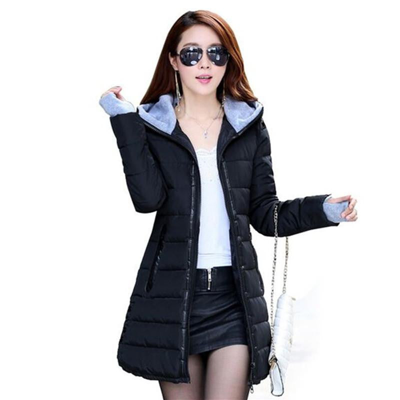 Women's Jacket Medium Length Cotton Down & Parkas Plus Size Coat Slim Jacket for Female