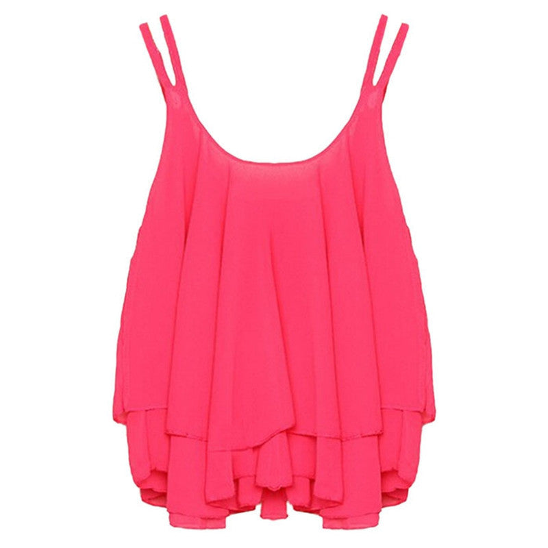 Online discount shop Australia - Casual Shirts Sleeveless Spaghetti Strap Sexy Chiffon Women Blouses Vest Tops