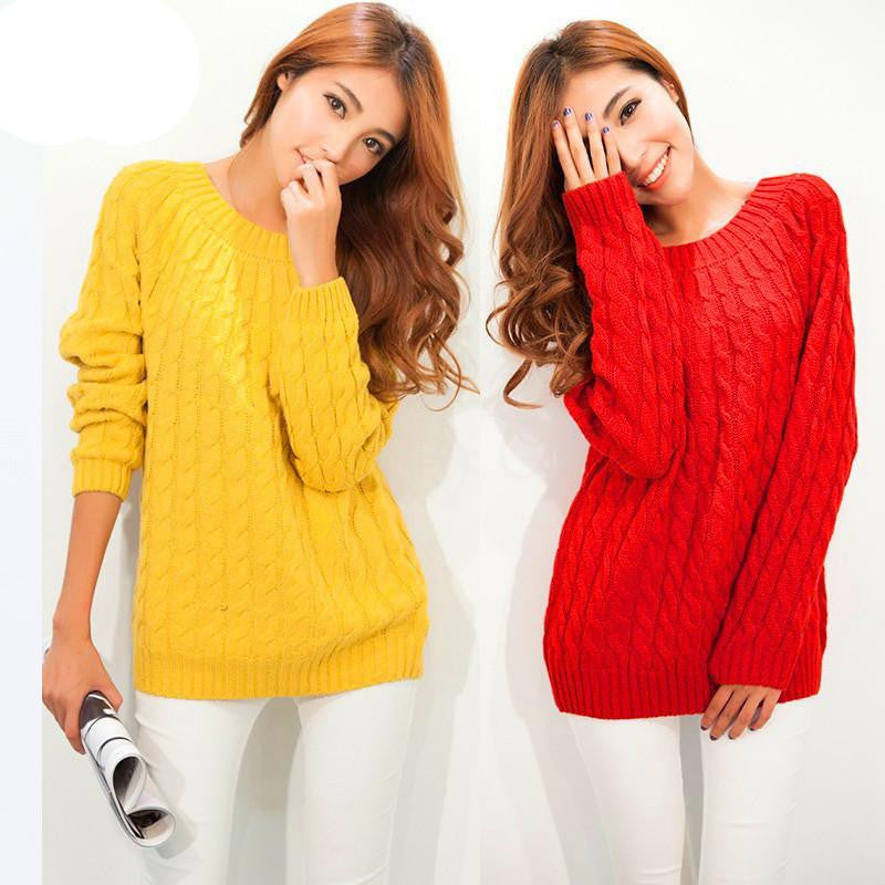 Online discount shop Australia - 9 Colours Women Sweater Pullovers Fashion Casual Long Sleeve O-neck Twist Knitted