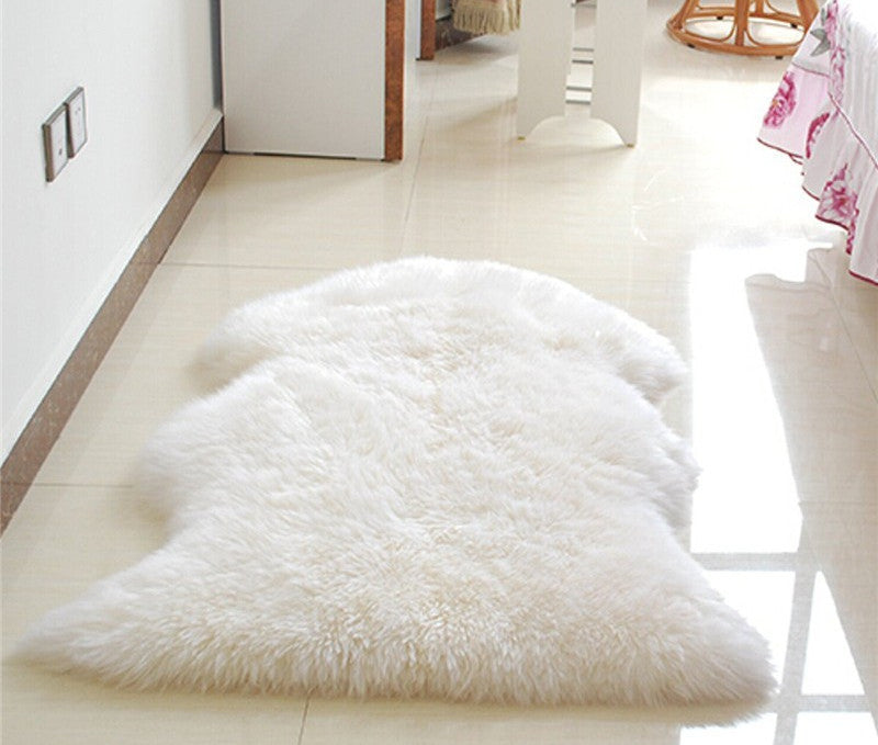 Online discount shop Australia - Hairy Carpet Sheepskin Chair Cover Bedroom Faux Mat Seat Pad Plain Skin Fur Plain Area Rugs Washable Artificial Textile