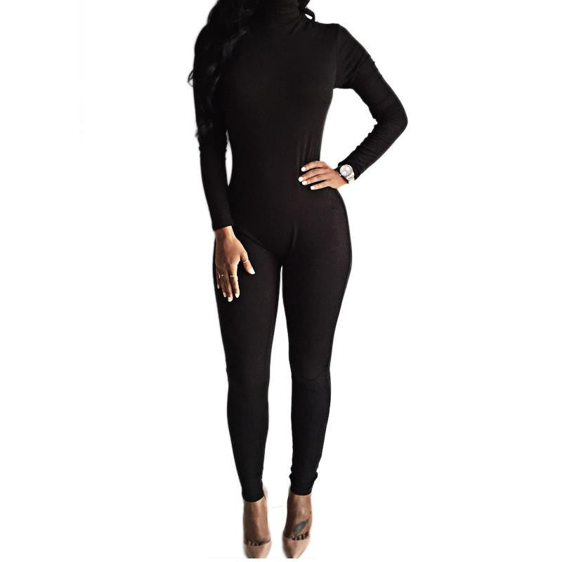 Tight Bodysuit Overalls Nightclub Rompers Womens Jumpsuit Playsuit Bodycon Jumpsuit women long Sleeve
