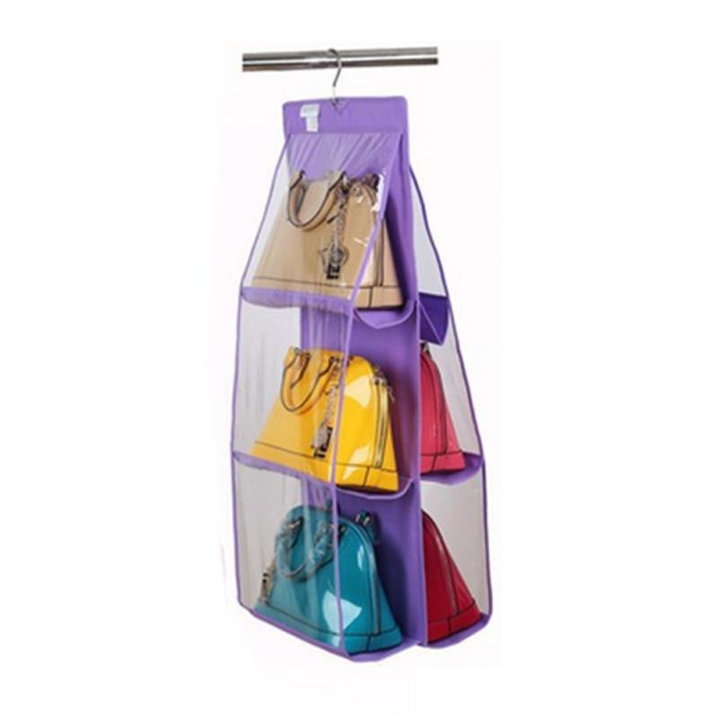 Online discount shop Australia - Fashion 6 Pocket Hanging Handbag Purse Bag Tidy Organizer Storage Wardrobe Closet Hanger