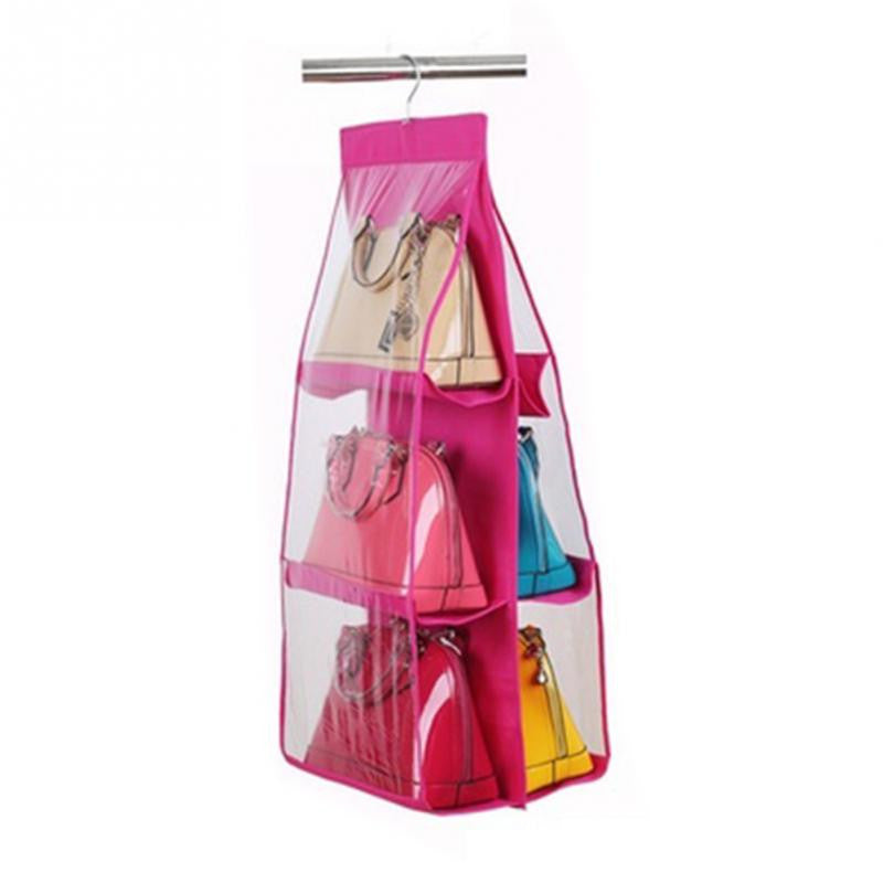 Online discount shop Australia - Fashion 6 Pocket Hanging Handbag Purse Bag Tidy Organizer Storage Wardrobe Closet Hanger