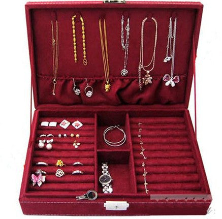 Online discount shop Australia - 5 colors Velvet Large Capacity Studs Earrings Rings Necklace Storage Case Jewelry Box NEW 99