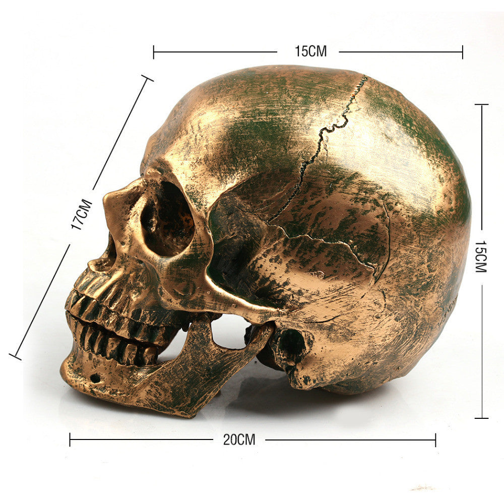 Online discount shop Australia - Bronze Human Skull Resin Crafts Life Size 1:1 Model Modern Home Decor Imitation Metal Decorative Skull