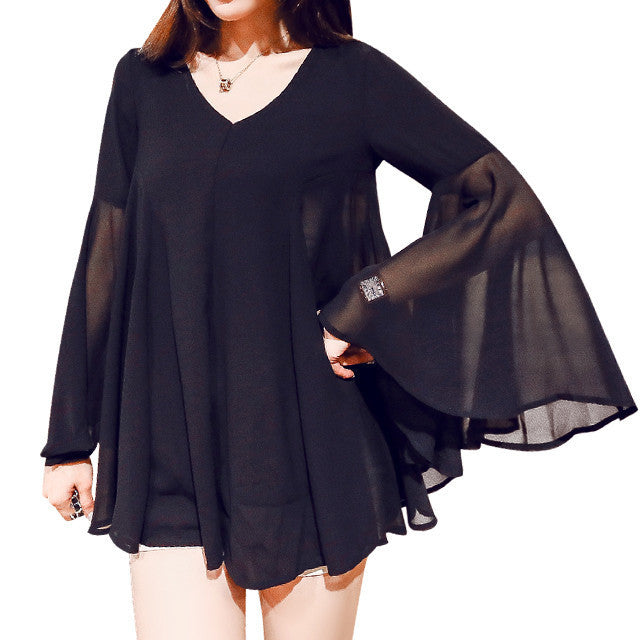 Online discount shop Australia - Bottoming Shirts Style New Fashion Women Clothing Sweet Classic Literary Simple Tops Loose Plus Size Chiffon Shirt Female