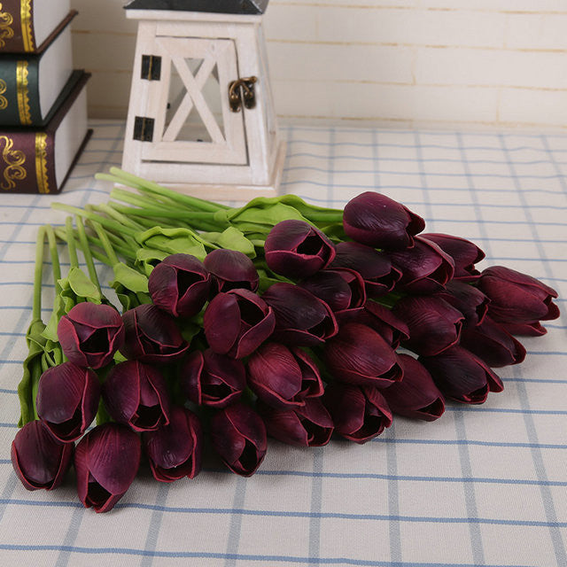Online discount shop Australia - 31pcs/lot Tulip Artificial Flower PU artificial bouquet Real touch flowers For Home Wedding decorative flowers & wreaths