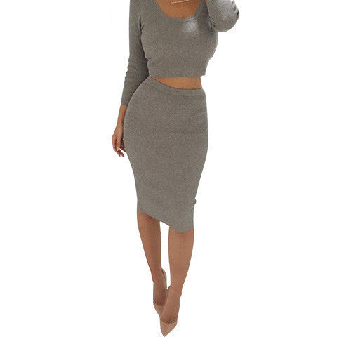 Online discount shop Australia - Colorful Apparel New Autumn Winter 2 Piece Set Women Long sleeve party dresses Sexy bandage dress women dress CA70A