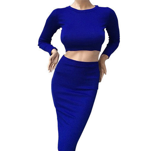 Online discount shop Australia - Colorful Apparel New Autumn Winter 2 Piece Set Women Long sleeve party dresses Sexy bandage dress women dress CA70A