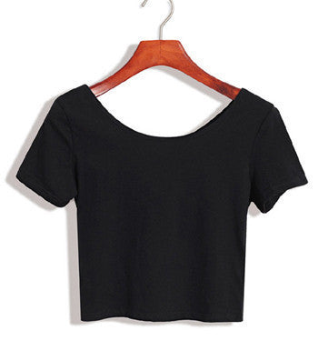 Online discount shop Australia - E116 Basic Stretch Women Sexy Crop Top Girl Short Sleeve T Shirt Tee Black White Grey Vest Camisole Regata