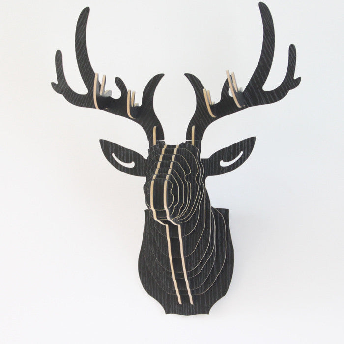 Online discount shop Australia - 3D Puzzle Wooden DIY Model Wall Hanging deer Head elk deer head wood gifts craft Home decoration Animal Wildlife