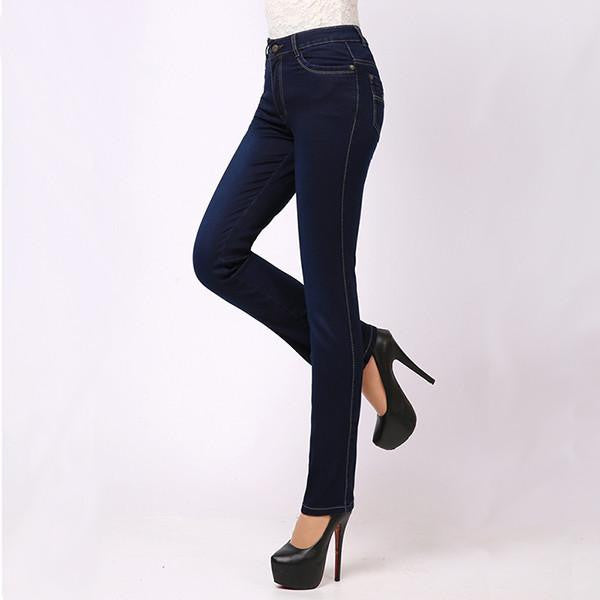 Winter Jeans Slim Straight High Waist Cotton Plus Size Denim Jeans Womens Pants For Women Alta Jeans