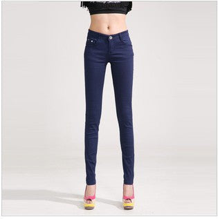 Online discount shop Australia - Fashion Pencil Jeans Woman Candy Colored Mid Waist Full Length Zipper Slim Fit Skinny Women Pants WKP004